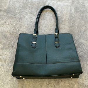 Dark Green Laptop Purse with Gold Hardwear